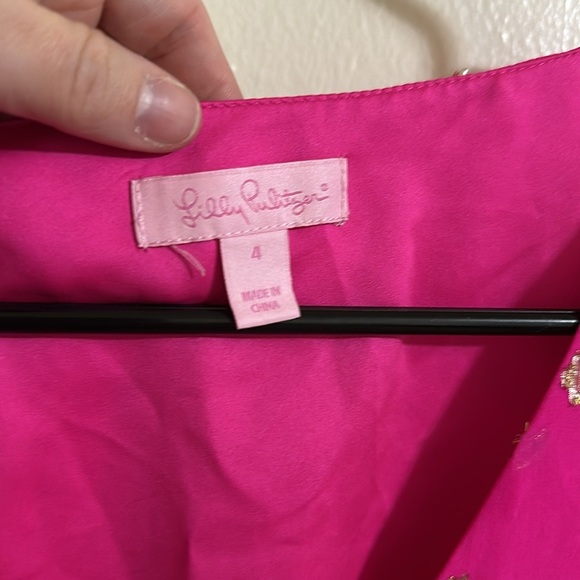 EUC Lilly Pulitzer Caroline Tunic Dress Starry Silk Chiffon Piñata Pink - Picture 3 of 5